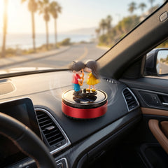 1 Pc Solar Cute Couple Car Dashboard Perfume Air Freshener 360° Rotating Car Perfume Solar Energy Fragrance Car