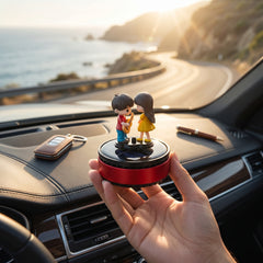 1 Pc Solar Cute Couple Car Dashboard Perfume Air Freshener 360° Rotating Car Perfume Solar Energy Fragrance Car