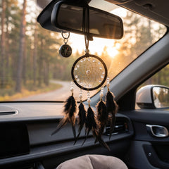 1 Pc Universal Hanging Feather Dreamcatcher Ring For Car in Premium Quality (Black)