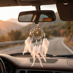 1 Pc Universal Hanging Feather Dreamcatcher Ring For Car in Premium Quality (White)