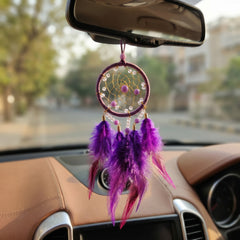 1 Pc Universal Hanging Feather Dreamcatcher Ring For Car in Premium Quality (Purple)