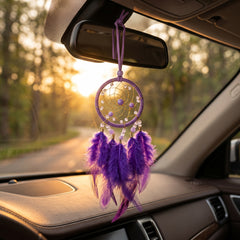1 Pc Universal Hanging Feather Dreamcatcher Ring For Car in Premium Quality (Purple)