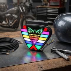 Universal RGB 3rd Brake Lamp Devil Eye Style Style V Shape Tail Light For All Vehicles