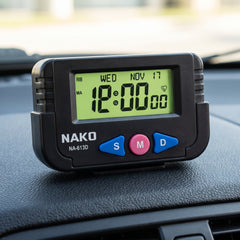 Universal Stick-On Mini Digital Vehicle Clock with Built-In Calendar Alarm Function