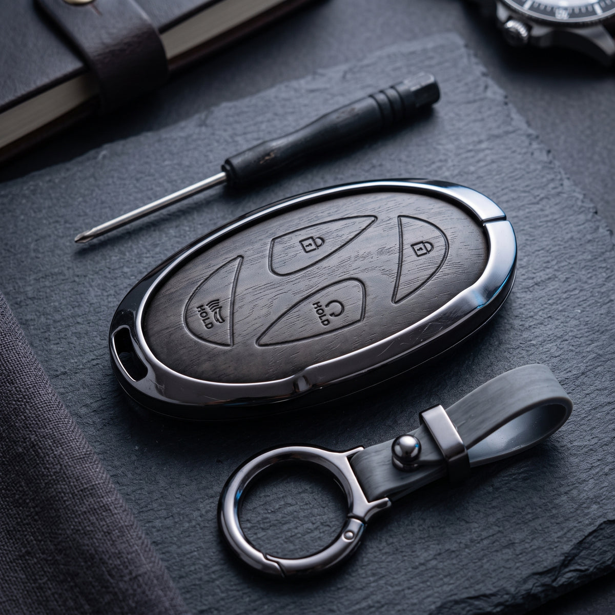 Tucson 2025 Elite Series Metallic Car Key Case Luxury Zinc Alloy Protection Case(Grey)