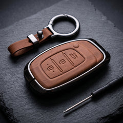 Elantra Old Elite Series Metallic Car Key Case Luxury Zinc Alloy Protection Case(Brown)