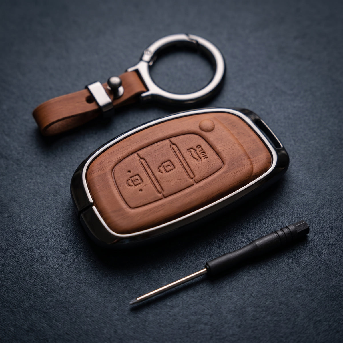 Elantra Old Elite Series Metallic Car Key Case Luxury Zinc Alloy Protection Case(Brown)