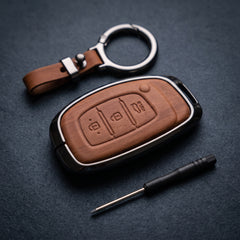 Elantra Old Elite Series Metallic Car Key Case Luxury Zinc Alloy Protection Case(Brown)