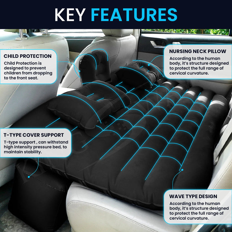 Inflatable Car Bed Mattress for Backseat (Black)