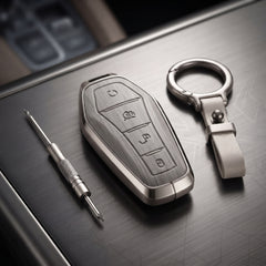 BYD Atto 3 Elite Series Metallic Car Key Case Luxury Zinc Alloy Protection Case(Grey)