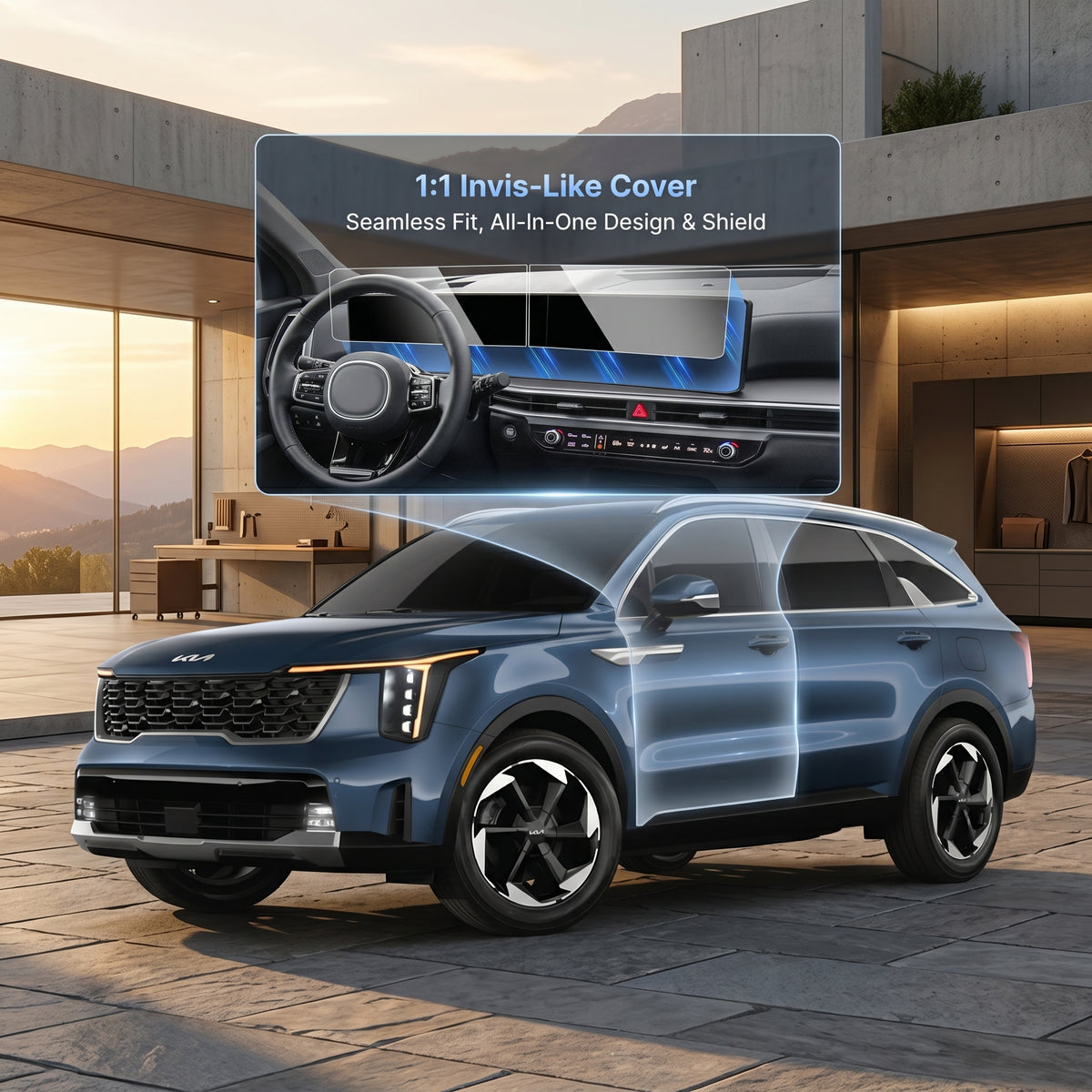KIA Sorento 2023-2025 Model Transparent Car LCD Screen And Speedometer Glass Protector In Premium Quality