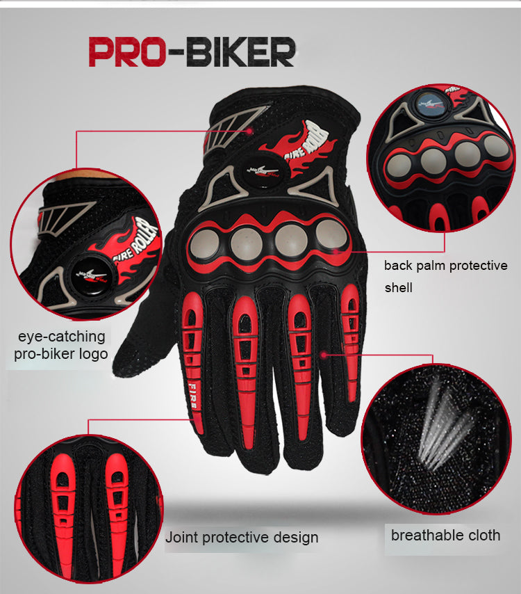 D-11 Motorbike Gloves Full Finger Knight Riding Gloves 2 Pcs Set (Red)