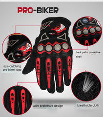D-11 Motorbike Gloves Full Finger Knight Riding Gloves 2 Pcs Set (Red)