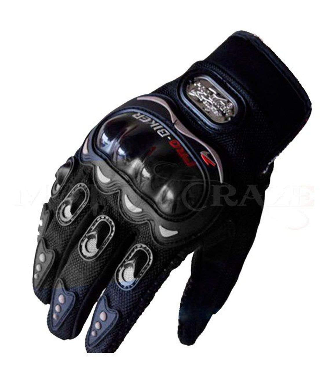 D-11 Motorbike Gloves Full Finger Knight Riding Gloves 2 Pcs Set (Black)
