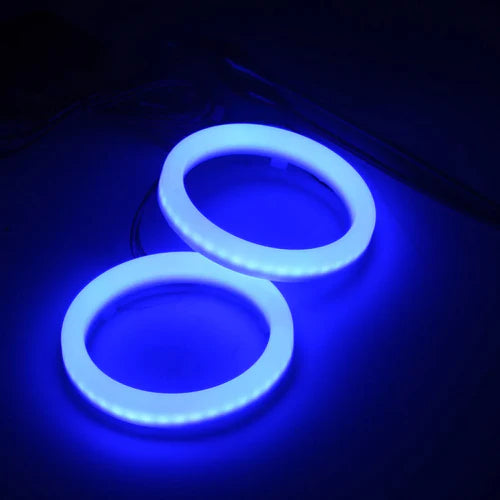 Universal Angel Eye Ring 70mm Blue Color With Cotton Plastic Cover LED For Car Headlight 2 Pcs Set