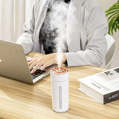 Wireless Air Humidifier Colorful lights Purifier 800mAh Rechargeable Cool Mist Maker For Car, Offices, And Home(White)