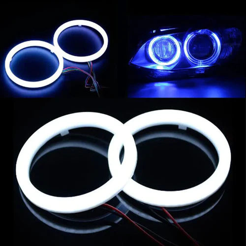 Universal Angel Eye Ring 80mm Blue Color With Cotton Plastic Cover LED For Car Headlight 2 Pcs Set