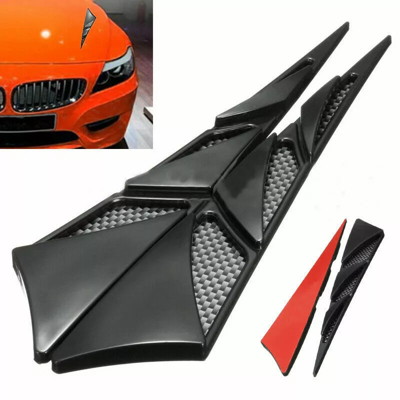 Black Side Air Intake Flow Scoop Cover Car Exterior Decoration 2 Pcs Set