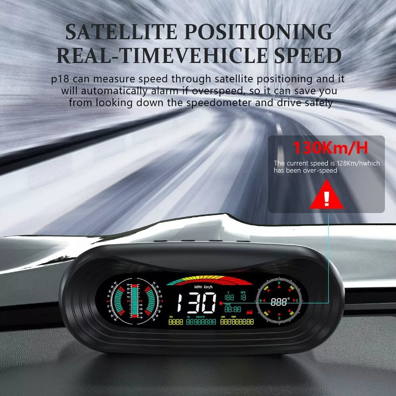 Universal P18 OBD2+GPS HUD Gauge Car Digital Head Up Display Speedometer Turbo RPM Alarm 1 Pc