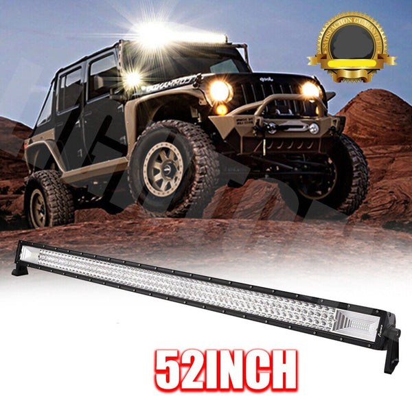 52 Inch Dual Color TRI-ROW Bar Light With Flasher & Side Bracket