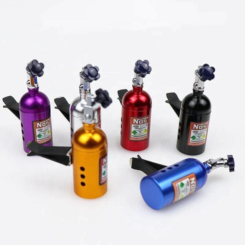 Universal Car Perfume Metal Simulation Nitrogen Bottle Decoration Accessory Nos Bottle for Car (Red)