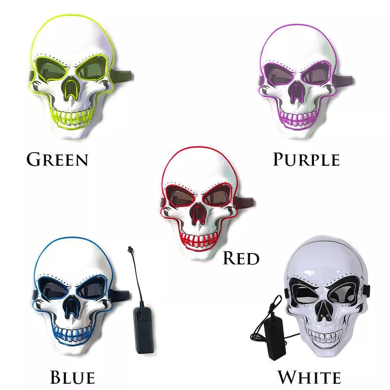 Universal Devil Head Neon Halloween Mask, Led Purge Mask 3 Lighting Modes For Costplay 1 Pc(Purple)