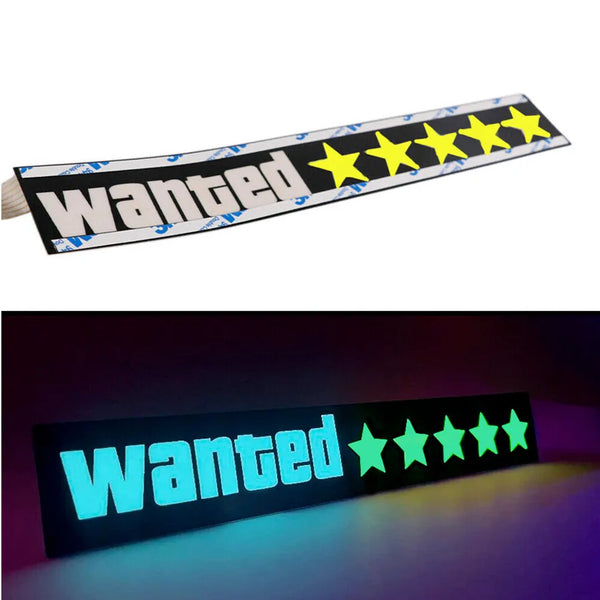 WANTED LED Car Window Sticker Windshield Electric Safety Decal Decoration Sticker Auto 1 Pc
