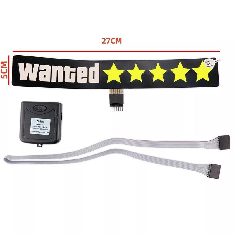 WANTED LED Car Window Sticker Windshield Electric Safety Decal Decoration Sticker Auto 1 Pc