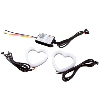 Universal Angel Eye Heart Shape Ring APP Control RGB LED for Car Headlight 2 Pcs Set