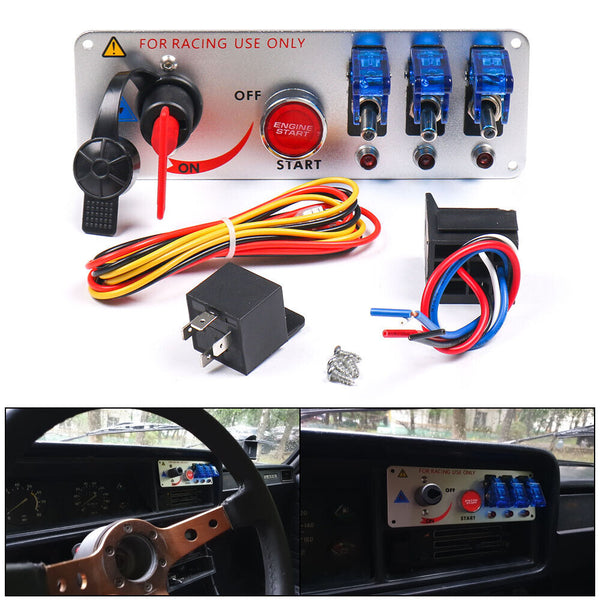 Universal LED Toggle Switch Panel 5in1 Multifunctional Ignition Switch Panel LED Indicator Light for Car And Jeep(Blue)