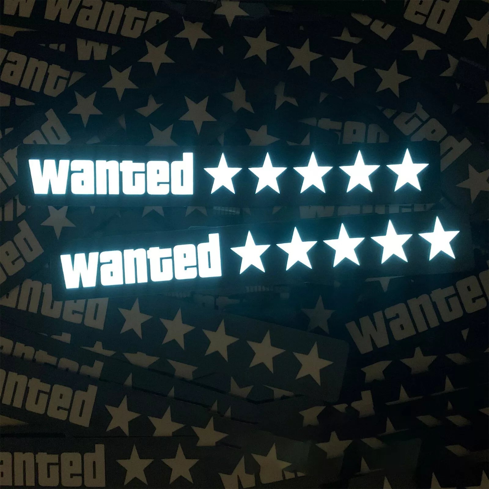 WANTED LED Car Window Sticker Windshield Electric Safety Decal Decoration Sticker Auto 1 Pc(WHITE)