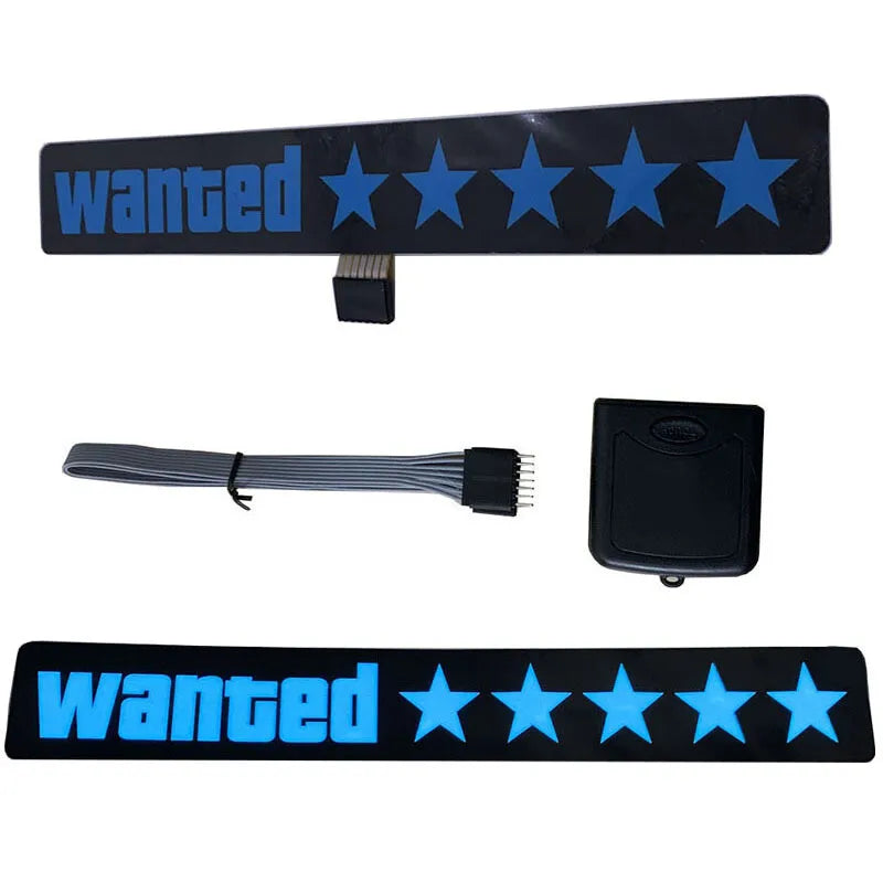 WANTED LED Car Window Sticker Windshield Electric Safety Decal Decoration Sticker Auto 1 Pc(BLUE)
