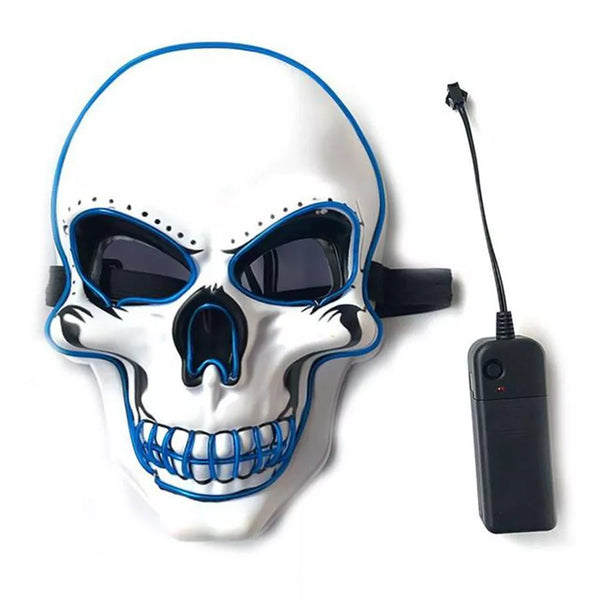 Universal Devil Head Neon Halloween Mask, Led Purge Mask 3 Lighting Modes For Costplay 1 Pc(Blue)
