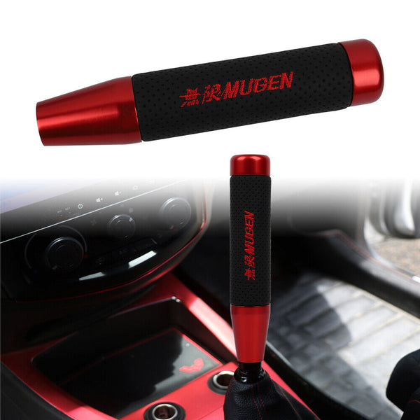 Universal Mugen Aluminum+Leather Gear Shift Knob Shifter Lever Head 1 Pc