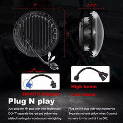 Jeep Round Headlight 7 Inch Dot style Full DRL 2 pcs Set