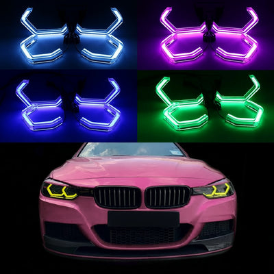 Universal Angel Eyes Retrofit G38 APP Control RGB LED for Car Headlight 4 Pcs Set