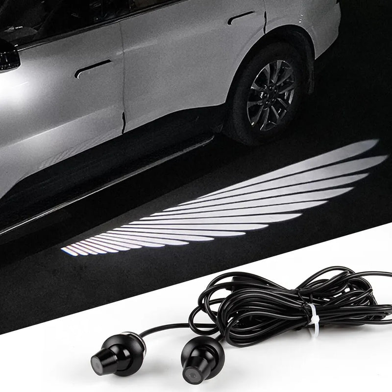 Universal Car Rearview Mirror Side LED Angel Wing Light Dynamic Projection Lamp 2 Pc