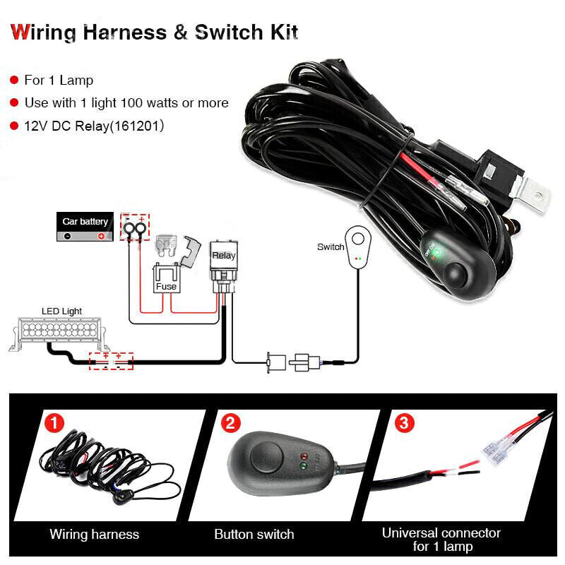 Flasher Switch Kit Relay Harness Wire On-Off Switch Cable Remote Control Wiring 1 Pc