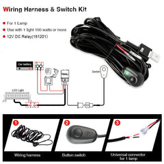 Flasher Switch Kit Relay Harness Wire On-Off Switch Cable Remote Control Wiring 1 Pc