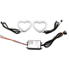 Universal Angel Eye Heart Shape Ring APP Control RGB LED for Car Headlight 2 Pcs Set