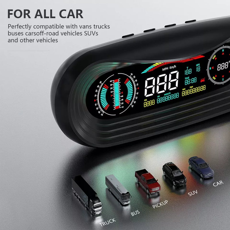 Universal P18 OBD2+GPS HUD Gauge Car Digital Head Up Display Speedometer Turbo RPM Alarm 1 Pc