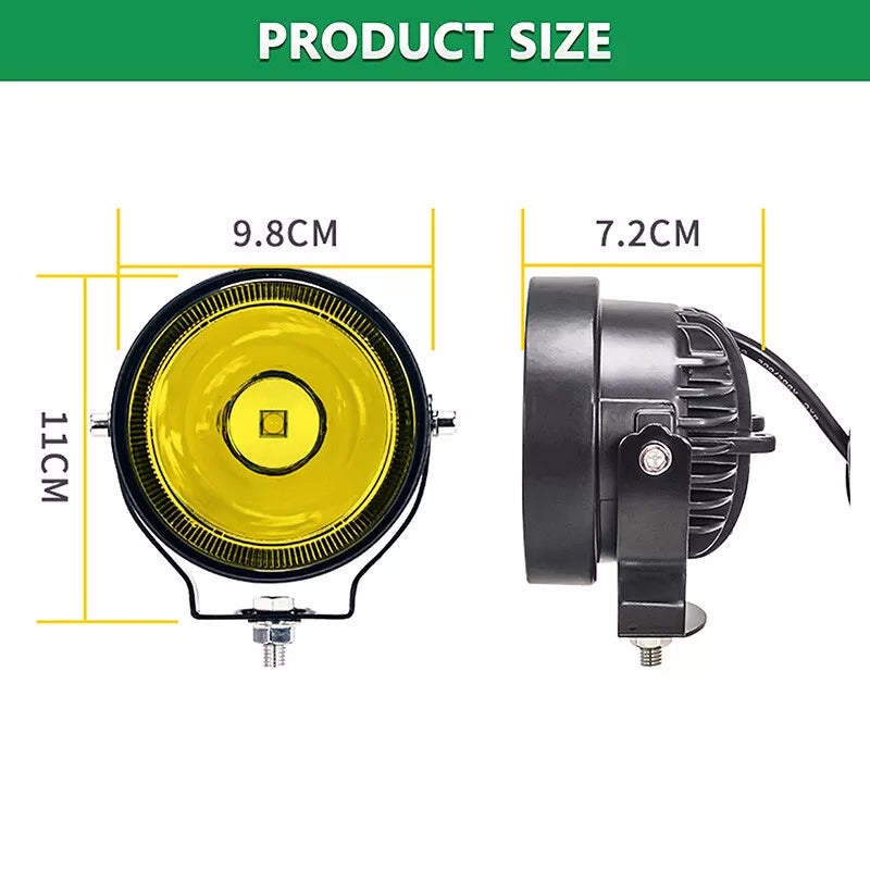 HJG 20W Floodlight Yellow Color Beam Fog Light 2 Pcs Set