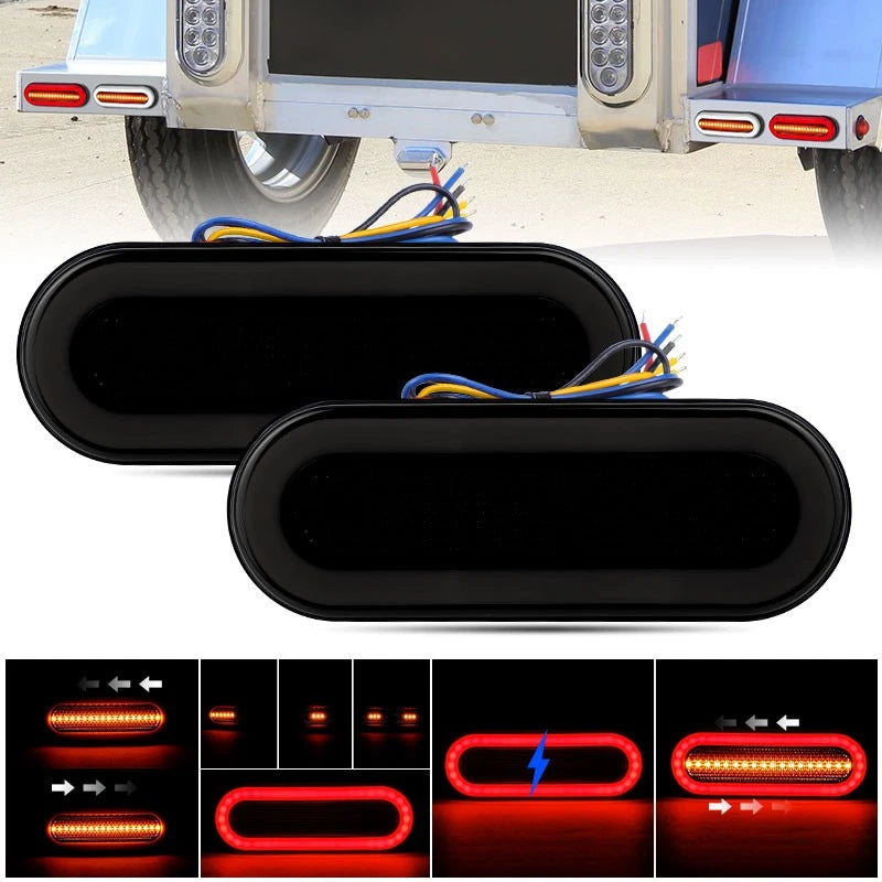 2 Pcs 3in1 LED Tail Light DRL Running Light Rear Brake Lamp Turn Signal Lamp (Red)