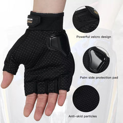 Universal Motorbike Gloves Half Finger Knight Riding Gloves 2 Pcs Set