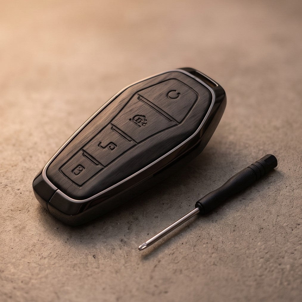 BYD Atto 3 Elite Series Metallic Car Key Case Luxury Zinc Alloy Protection Case(Black)