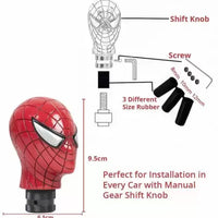 Universal Car Manual Gear Stick Shift Lever Knob Carved Spider Man Gear Knob (Red)