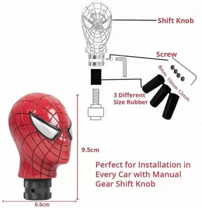 Spider Shift Lock Universal Car Manual Gear Stick Shift Lever Knob Carved Spider Man Gea