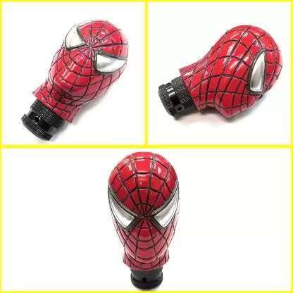 Universal Car Manual Gear Stick Shift Lever Knob Carved Spider Man Gear Knob (Red)