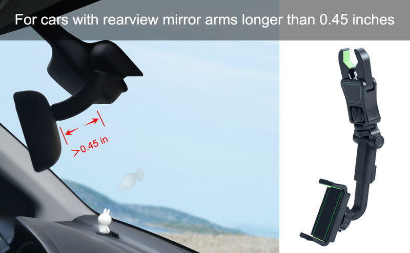 Universal Center Mirror Mobile Holder Hanging Adjustable 360 Degree Rotatable Rear View Mirror Phone Mount Compatible with 3-7.2 Inch Phones