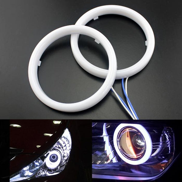 Universal Angel Eye Ring 90mm White Color With Cotton Plastic Cover LED For Car Headlight 2 Pcs Set